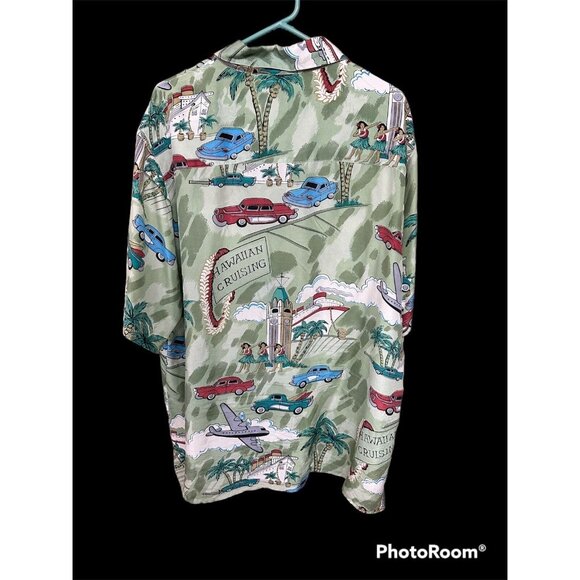Hawaiian Shirt Silk Traders XL Short Sleeve Cars Hula Girl Dance Hawaii USA - Picture 2 of 8